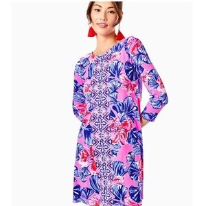 Lilly Pulitzer Ophelia Swing Dress Plumeria Pink In A Holidaze Engineered Dress